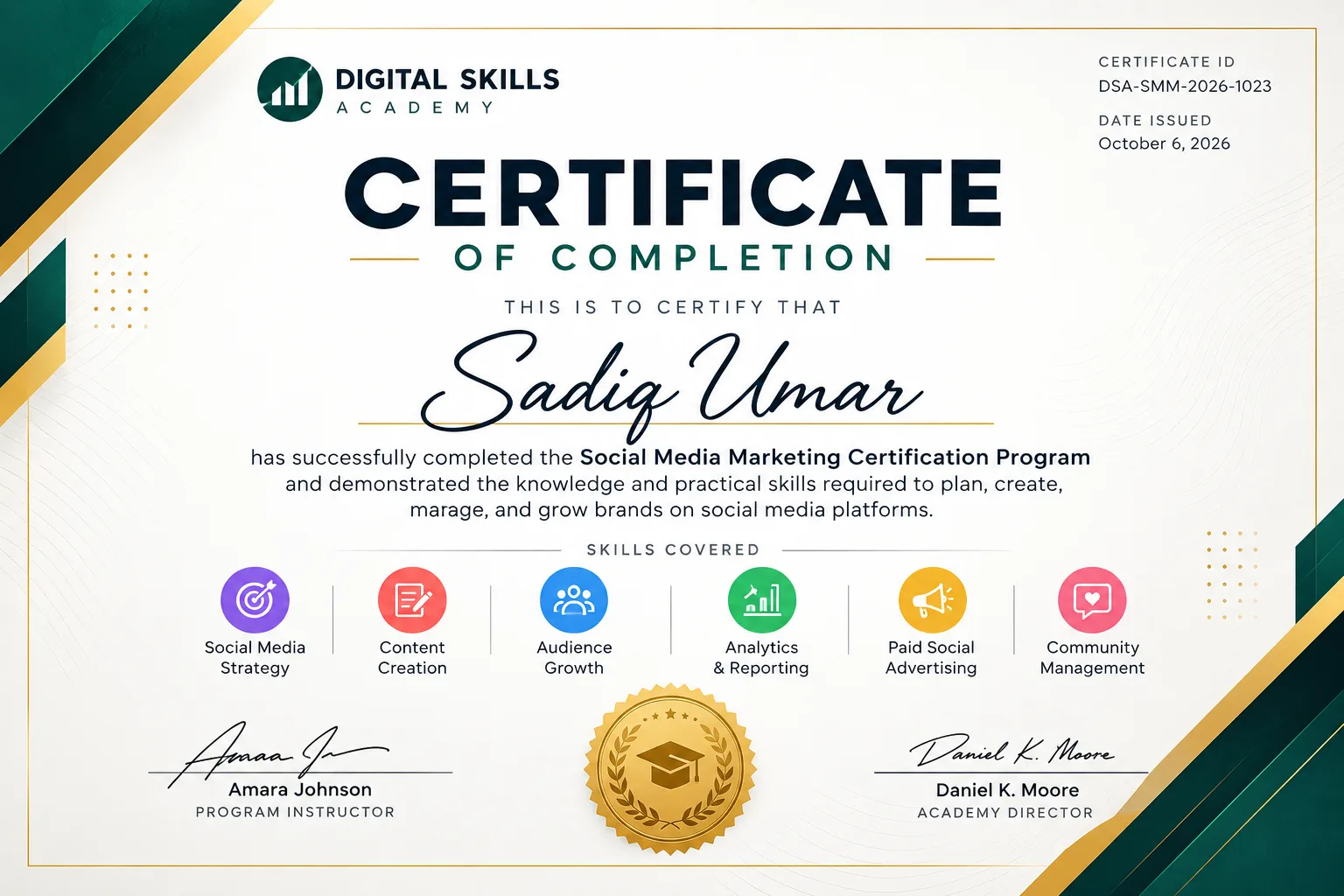 Social Media Marketing certificate